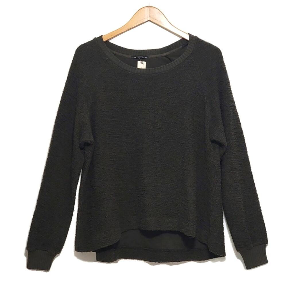 Anthropologie The Refinery Army Green Top Scoop Neck Long Sleeve Casual Size S